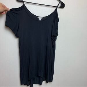 Boston Proper Womens Black Short Sleeve Blouse